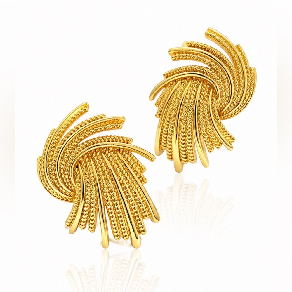 Gold Swirl Statement Earrings - Women Jewelry